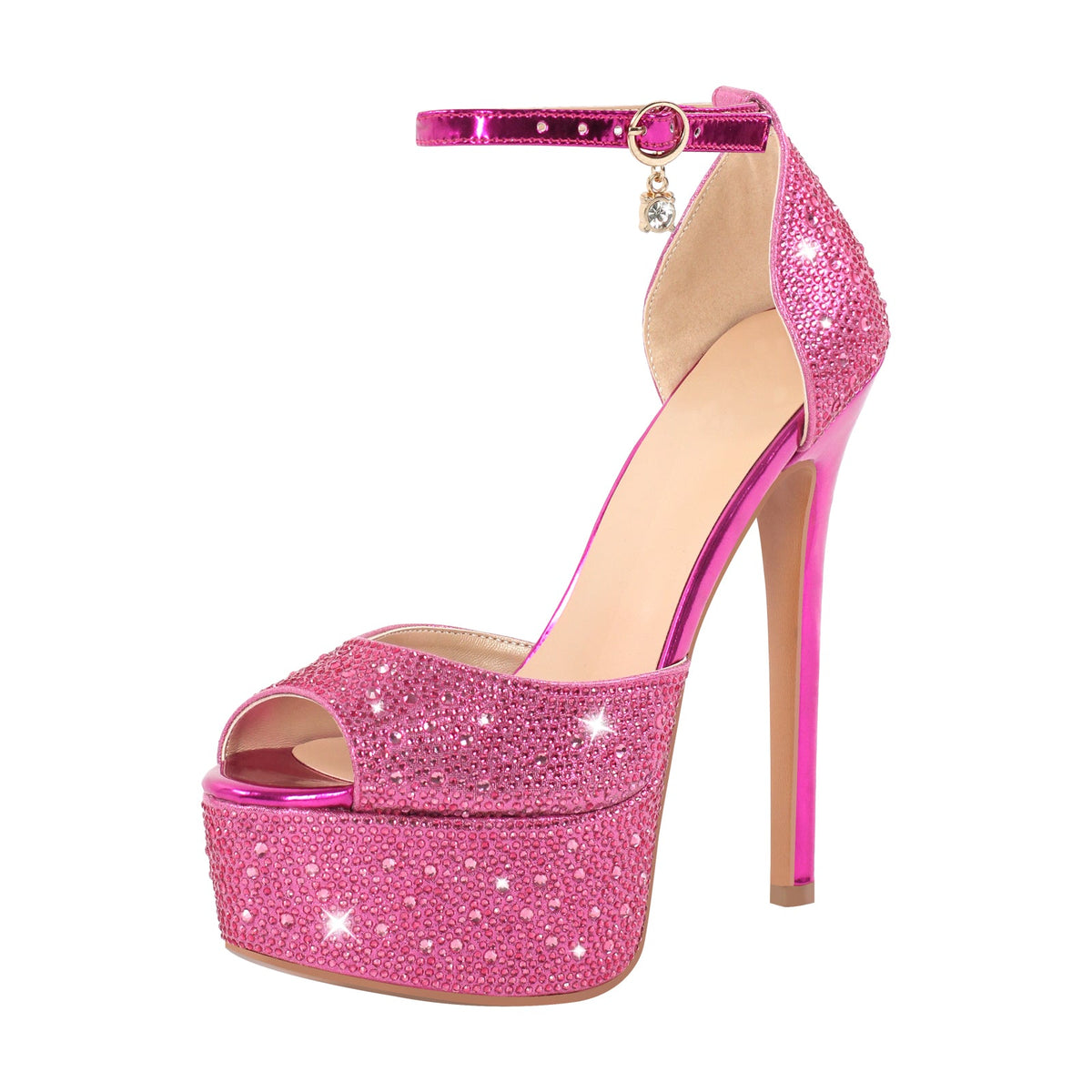 Rhinestone Peep Toe High Heel Platform Sandals | Onlymaker Great Value