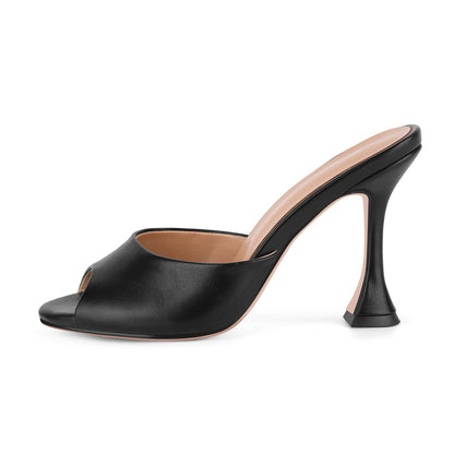 Round Toe Slip On Tapered Heel Mules | Onlymaker Customer Favorite