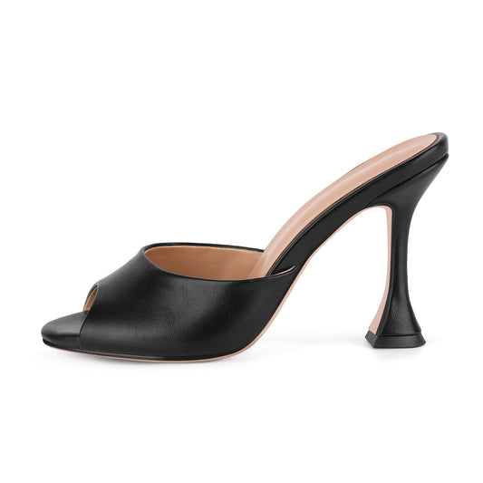 Round Toe Slip On Tapered Heel Mules | Onlymaker Customer Favorite