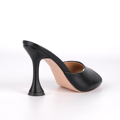 Round Toe Slip On Tapered Heel Mules | Onlymaker Customer Favorite