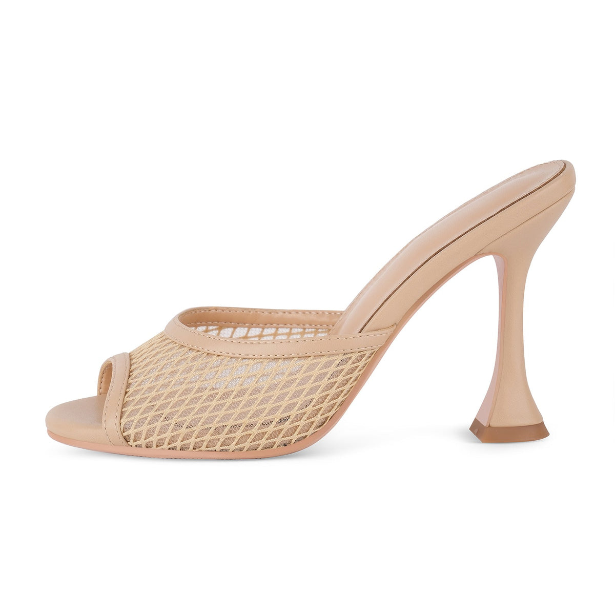Round Toe Mesh Tapered Heel Mules | Onlymaker New
