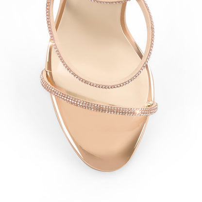 Open Toe High Heels Rhinestone Strappy Sandals | Onlymaker Featured