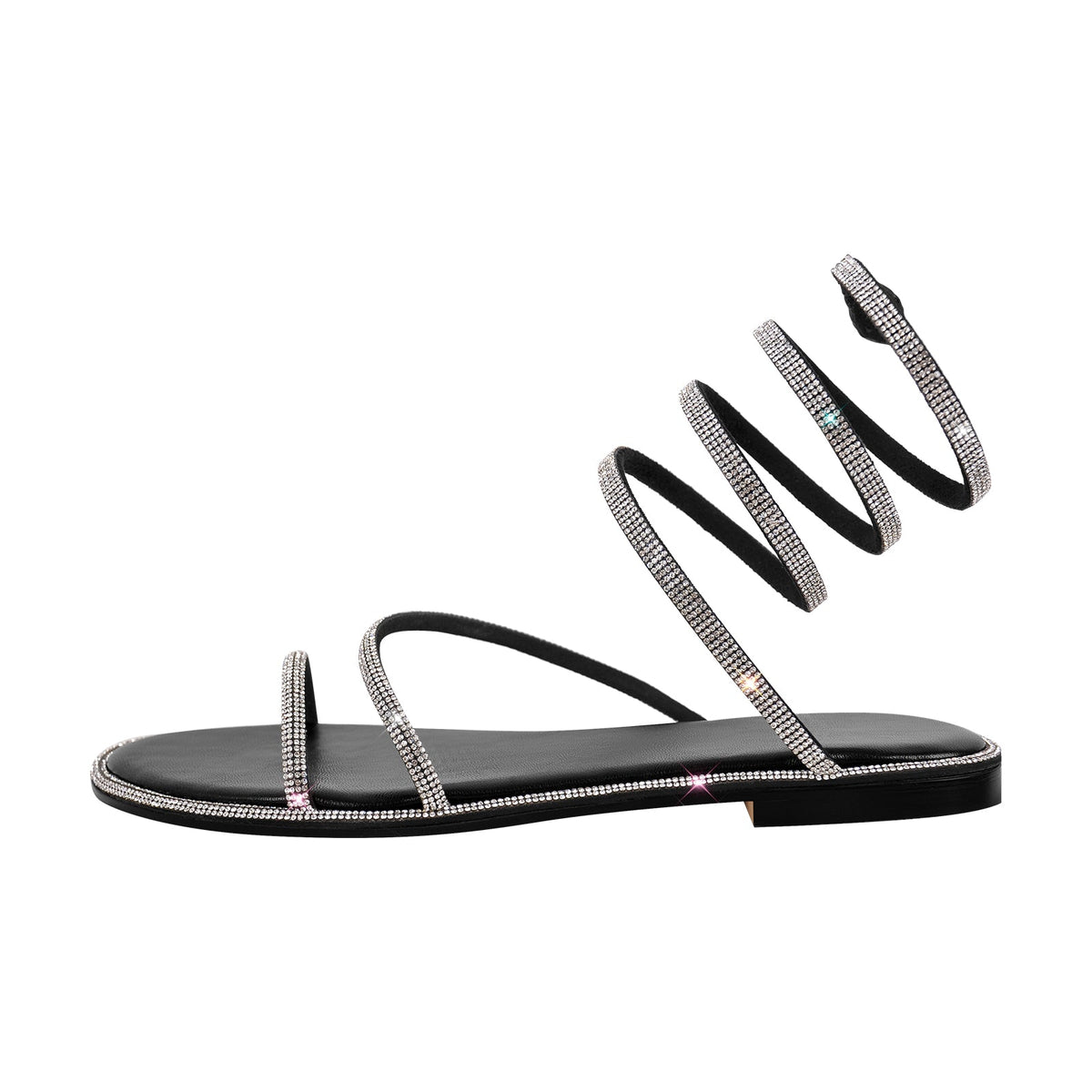Rhinestone Round Toe Strap Flats | Onlymaker Best Price