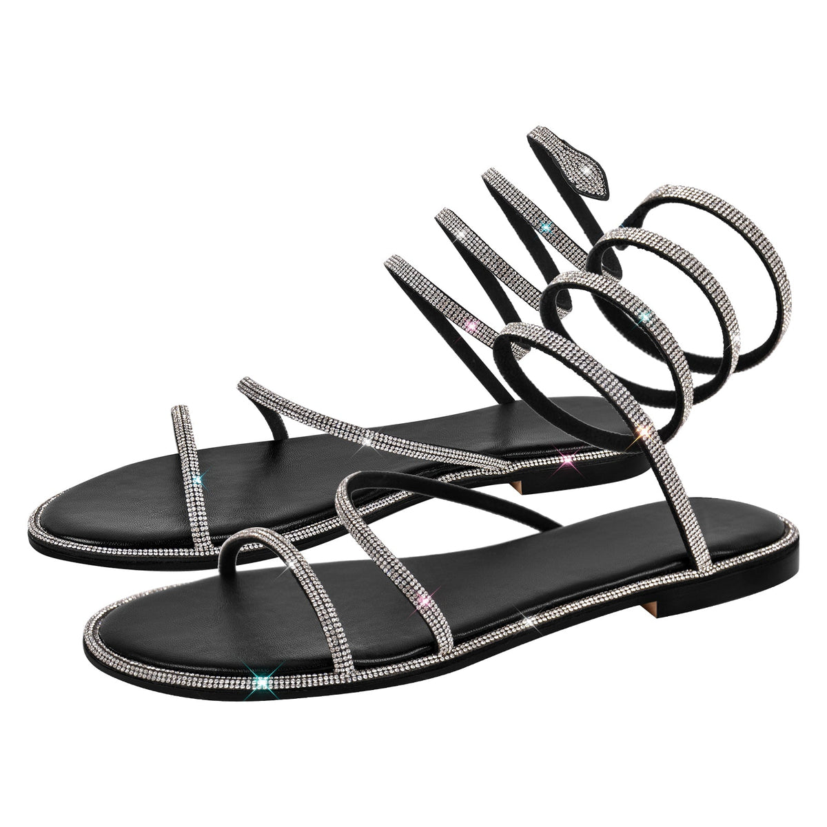 Rhinestone Round Toe Strap Flats | Onlymaker Best Price
