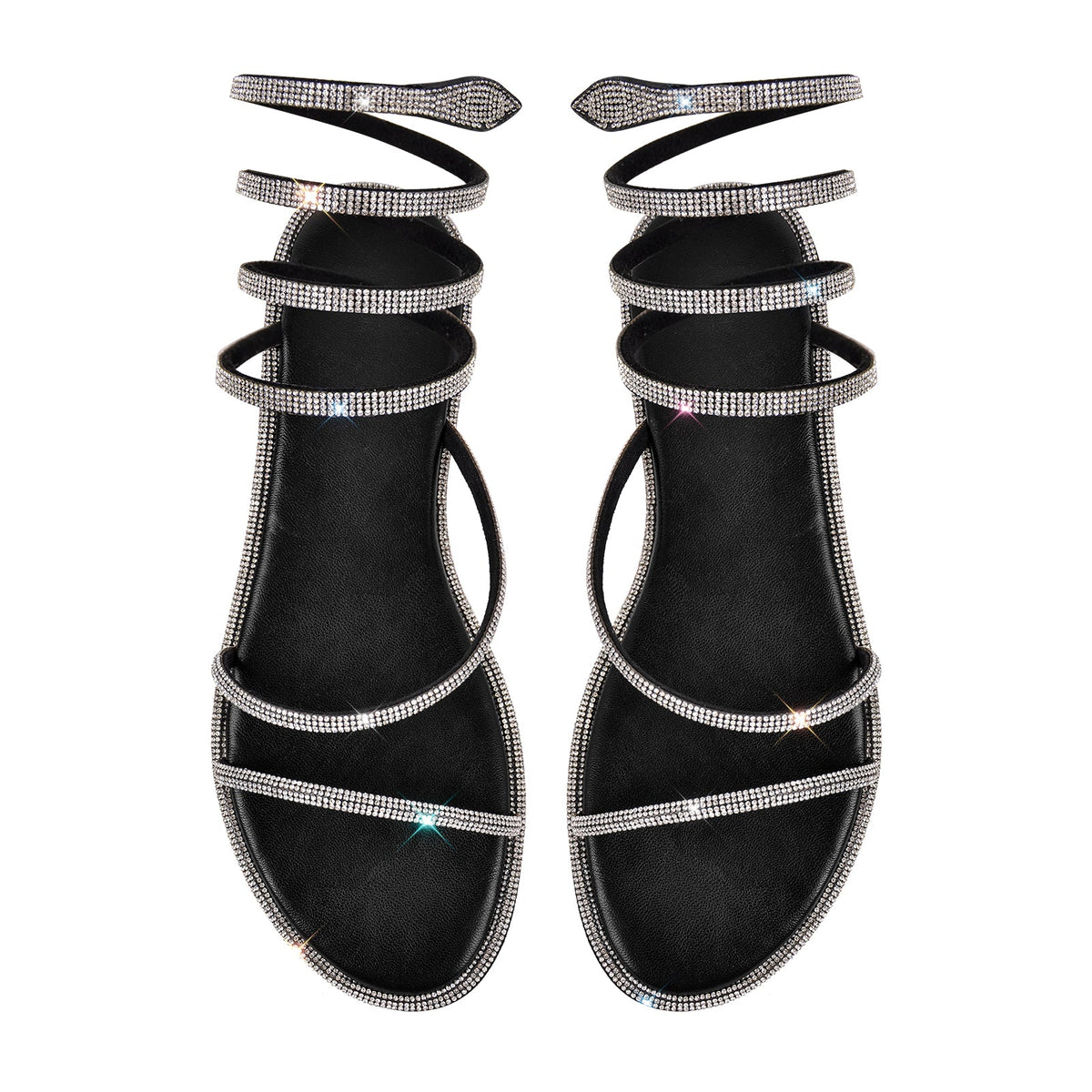 Rhinestone Round Toe Strap Flats | Onlymaker Best Price