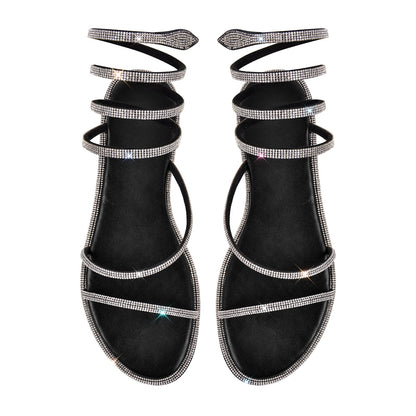 Rhinestone Round Toe Strap Flats | Onlymaker Best Price