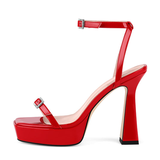 Square Toe Platform Ankle Strap Sandals | Onlymaker Essential