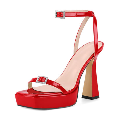 Square Toe Platform Ankle Strap Sandals | Onlymaker Essential
