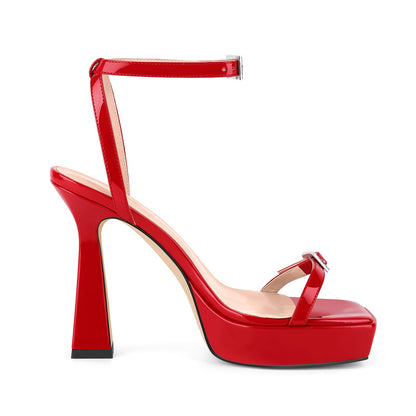 Square Toe Platform Ankle Strap Sandals | Onlymaker Essential