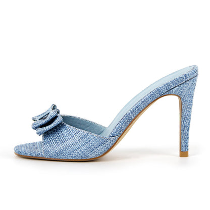 Round Toe Bow Woven Sandals Mules | Onlymaker Top Pick