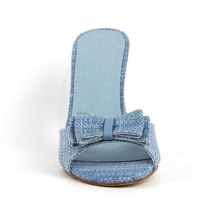 Round Toe Bow Woven Sandals Mules | Onlymaker Top Pick