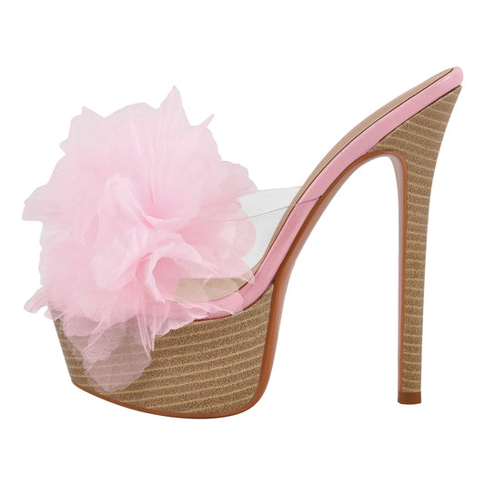 Platform Mesh Clear Stiletto Mules | Onlymaker Value