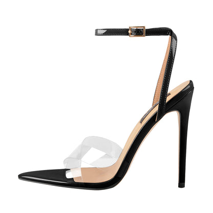 Clear Cross Band Open Toe High Heel Sandals | Onlymaker Best Price
