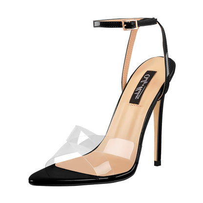 Clear Cross Band Open Toe High Heel Sandals | Onlymaker Best Price