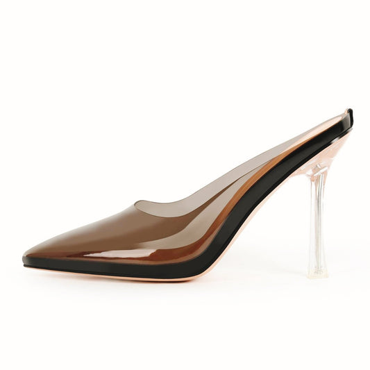 Pointed Toe Clear Heel Mules | Onlymaker Sale