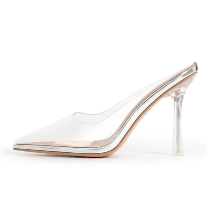 Pointed Toe Clear Heel Mules | Onlymaker Sale