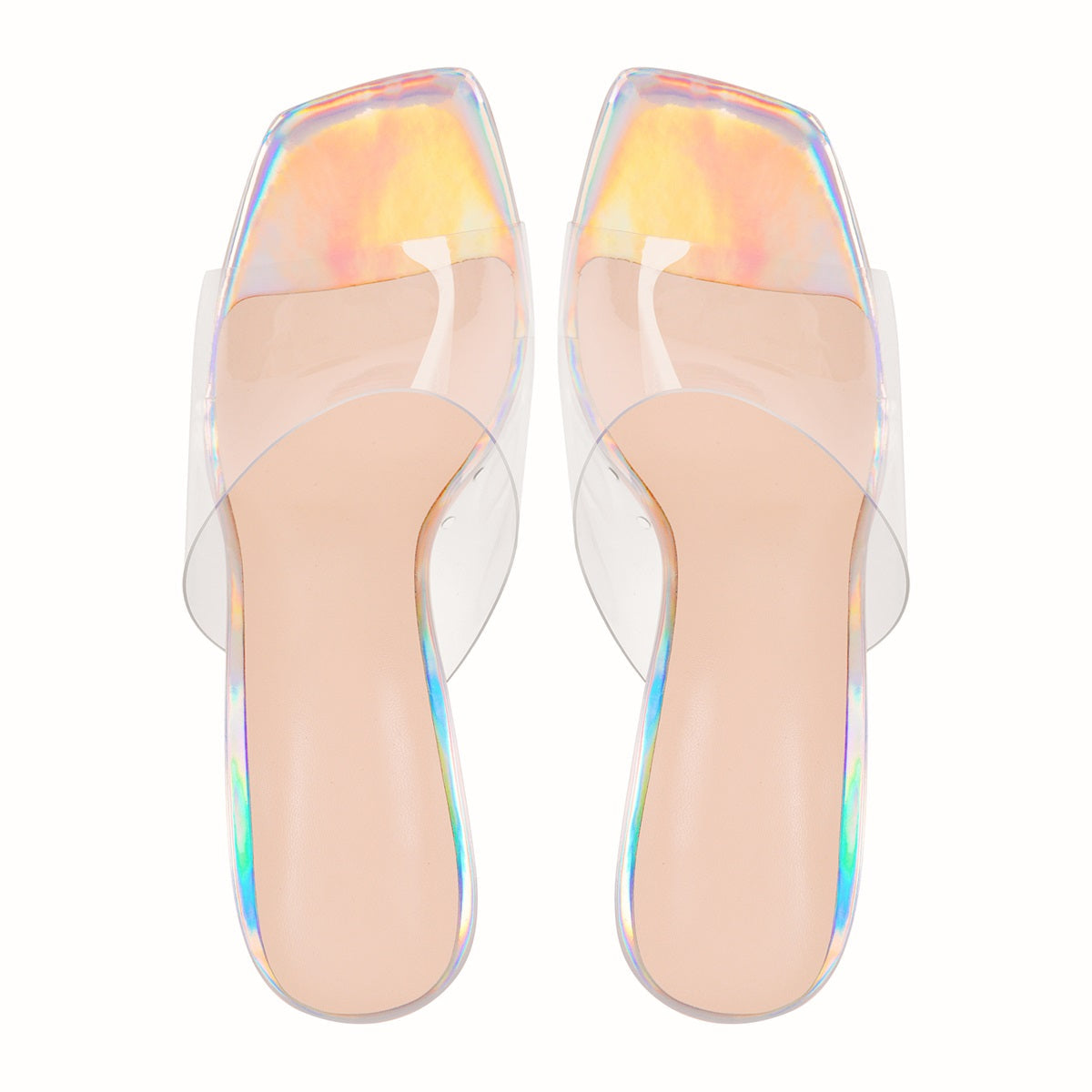 Holographic Transparent Chunky High Heel Sandals | Onlymaker Essential