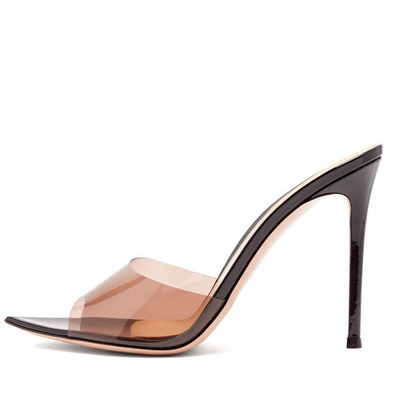 Pointed Toe Clear Stiletto Sandals Mules | Onlymaker Smart Buy