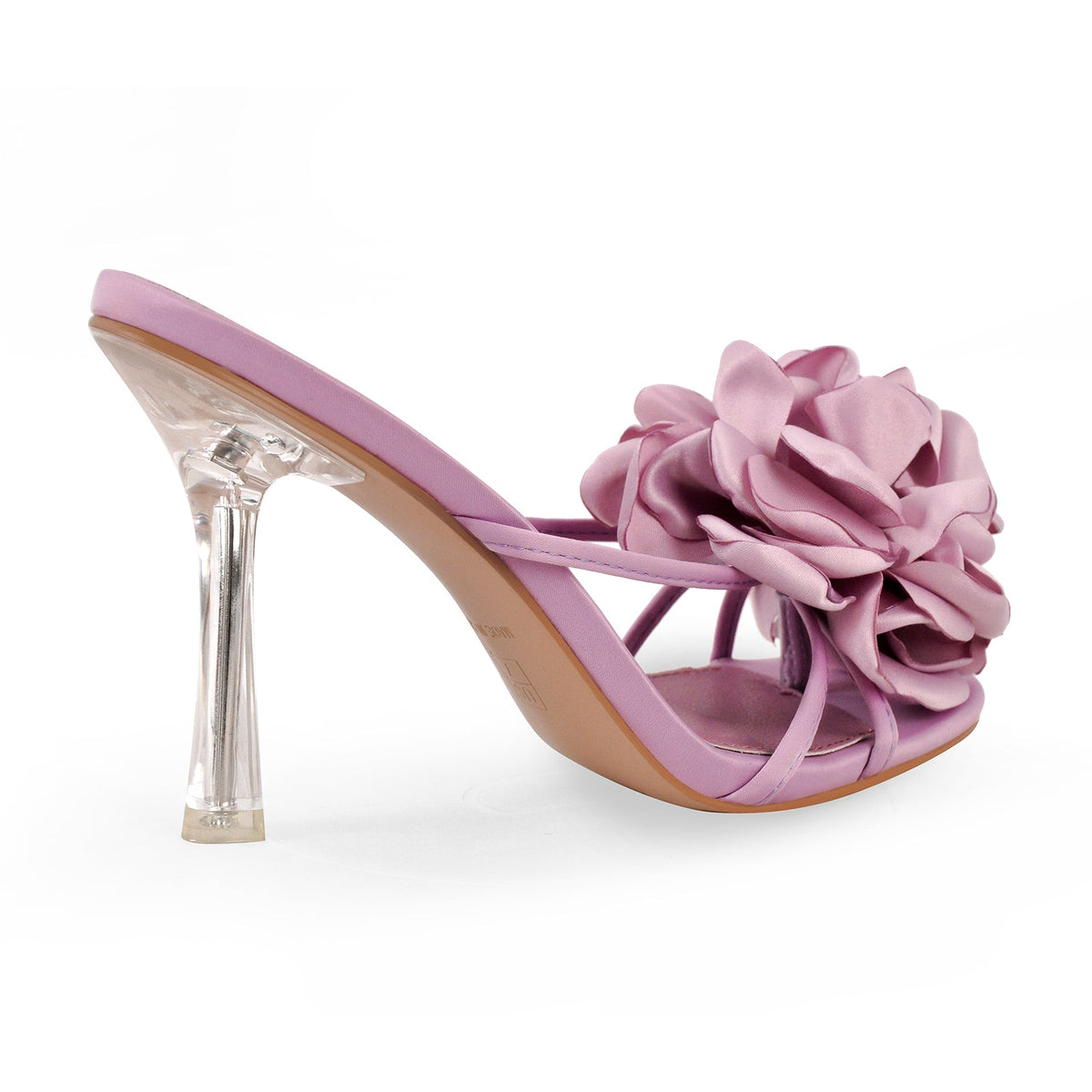 Flower Round Toe Clear Heel Mules | Onlymaker Great Value