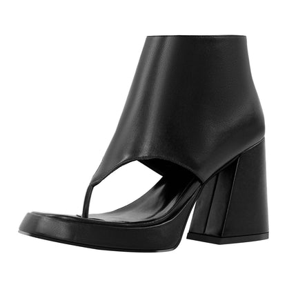 Square Toe Flip-flops Ankle Chunky Heel Sandals | Onlymaker Great Value