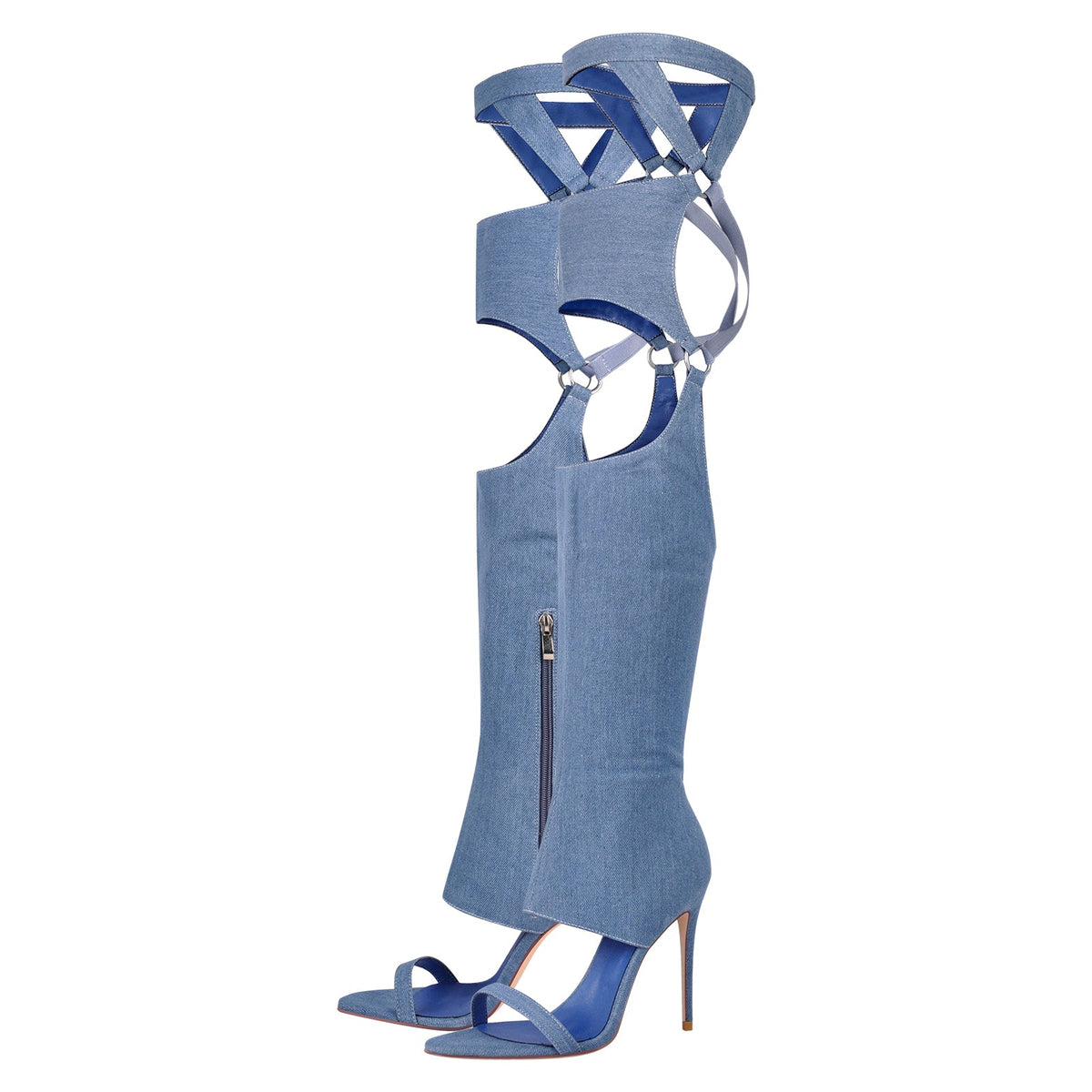 Pointed Toe Stiletto Over The Knee Sandals Boots | Onlymaker Essential