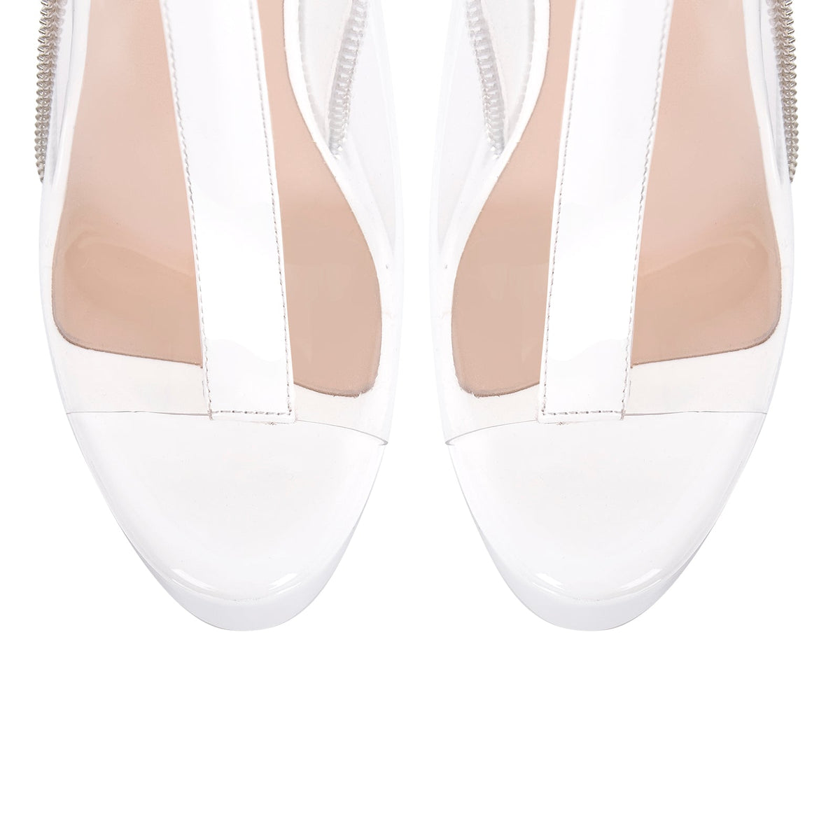 Clear Open Toe Stiletto Buckle Zipper Platform Sandals | Onlymaker Trending
