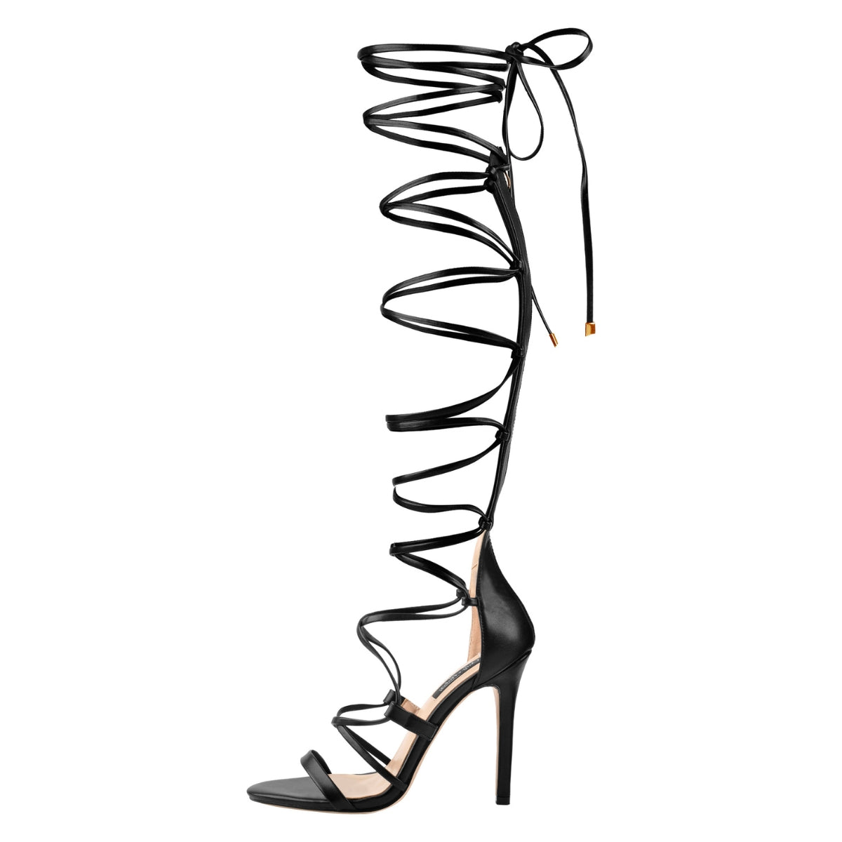 Lace-up Round Toe Strappy Zipper Stiletto Sandals | Onlymaker Signature