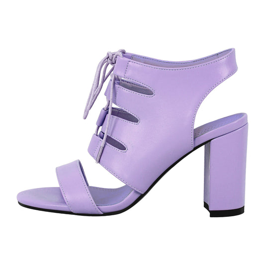 Round Toe Lace-up Chunky Heel Slingback Sandals | Onlymaker Exclusive