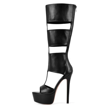 Platform Round Toe Hollow Bootie Sandals | Onlymaker Top Pick