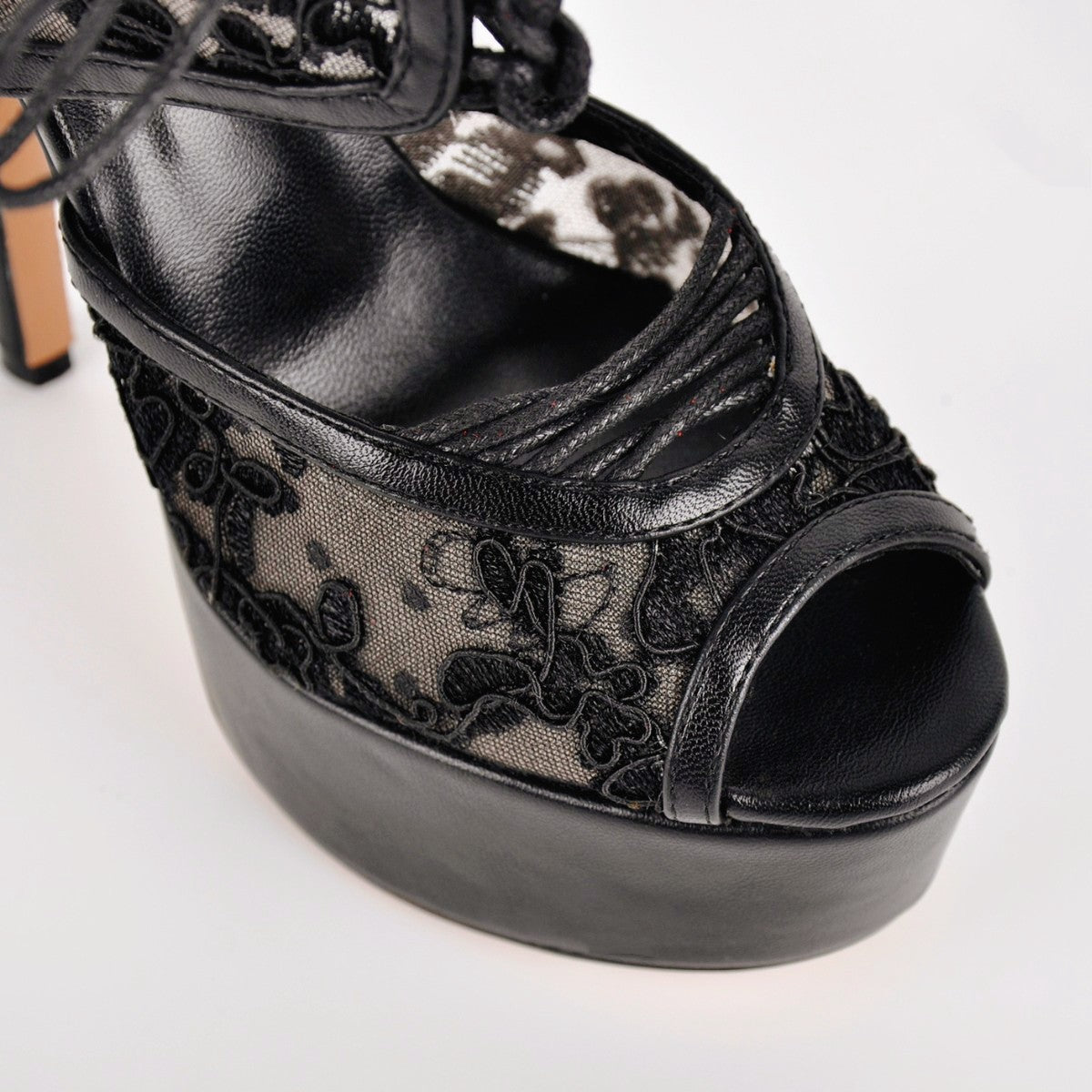 Platform Mesh Lace-up Slingback Sandals | Onlymaker New