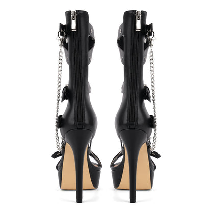 Platform Metal Chain Buckle Straps Sandals | Onlymaker Classic
