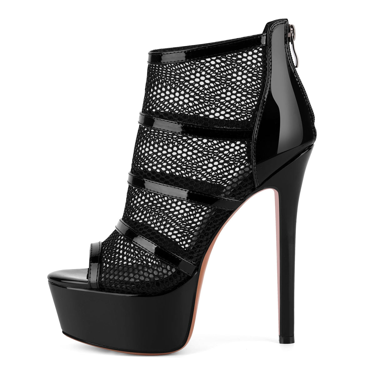 Open Toe Platform Mesh Stiletto Bootie Sandals | Onlymaker Discount