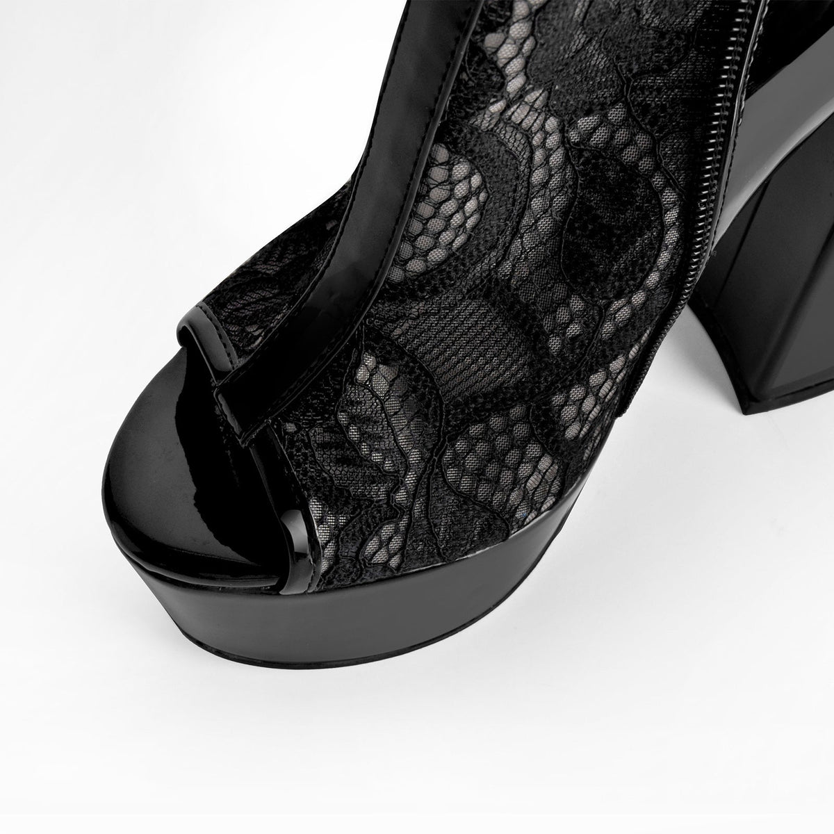 Open Toe Platform Lace Mesh Buckles Bootie Sandals | Onlymaker Best Seller