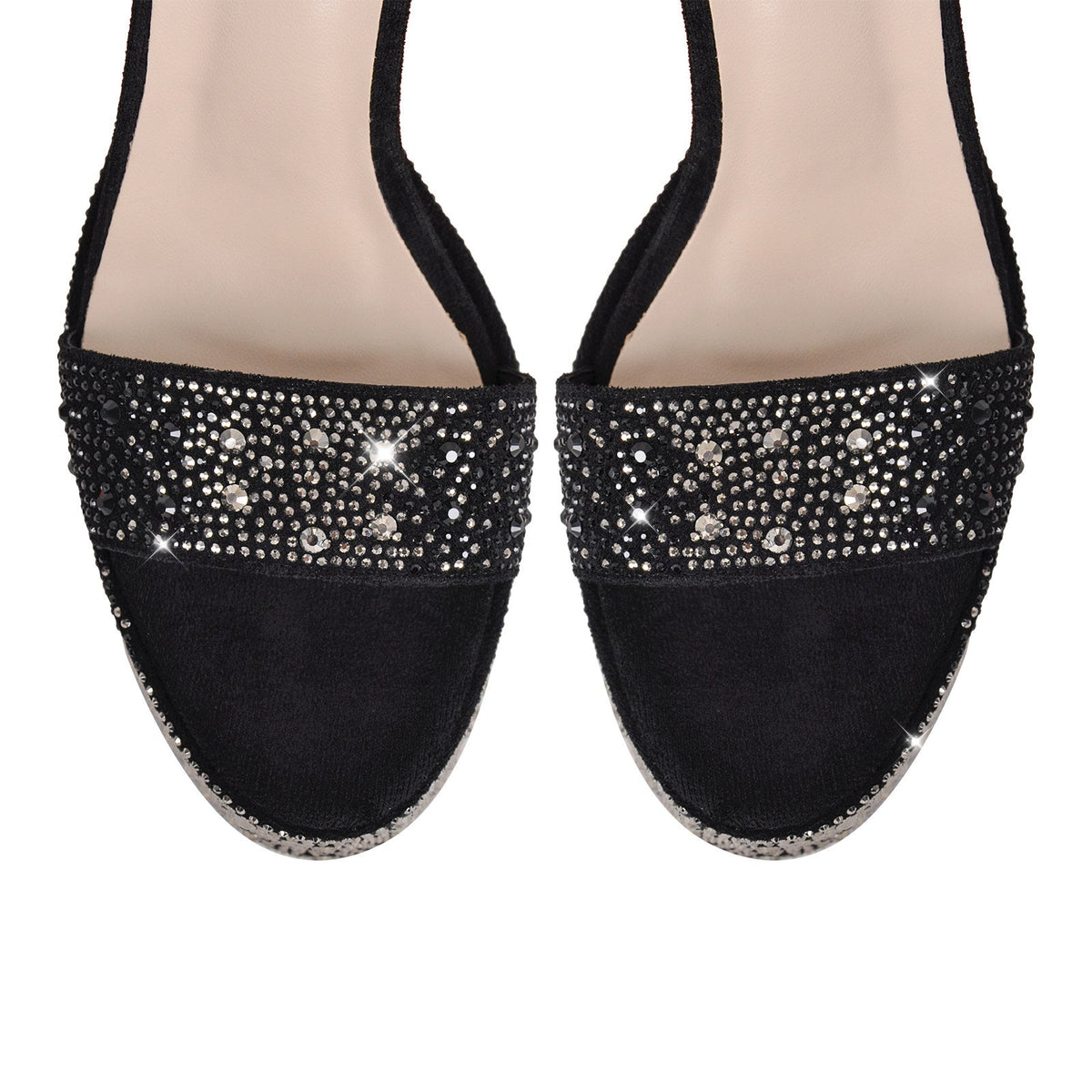Rhinestone Round Toe Platform Ankle Strap Sandals | Onlymaker Top Pick