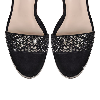 Rhinestone Round Toe Platform Ankle Strap Sandals | Onlymaker Top Pick