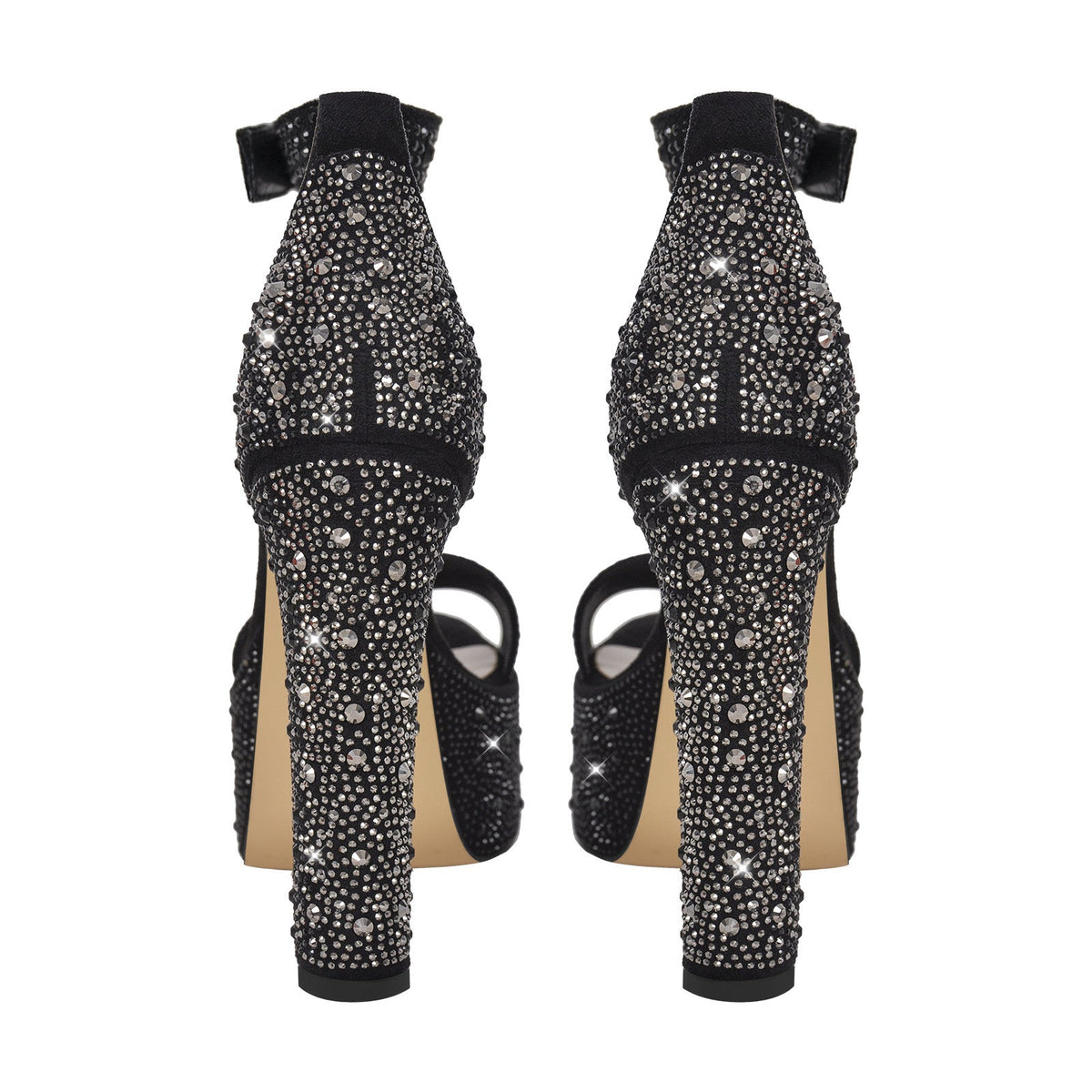 Rhinestone Round Toe Platform Ankle Strap Sandals | Onlymaker Top Pick