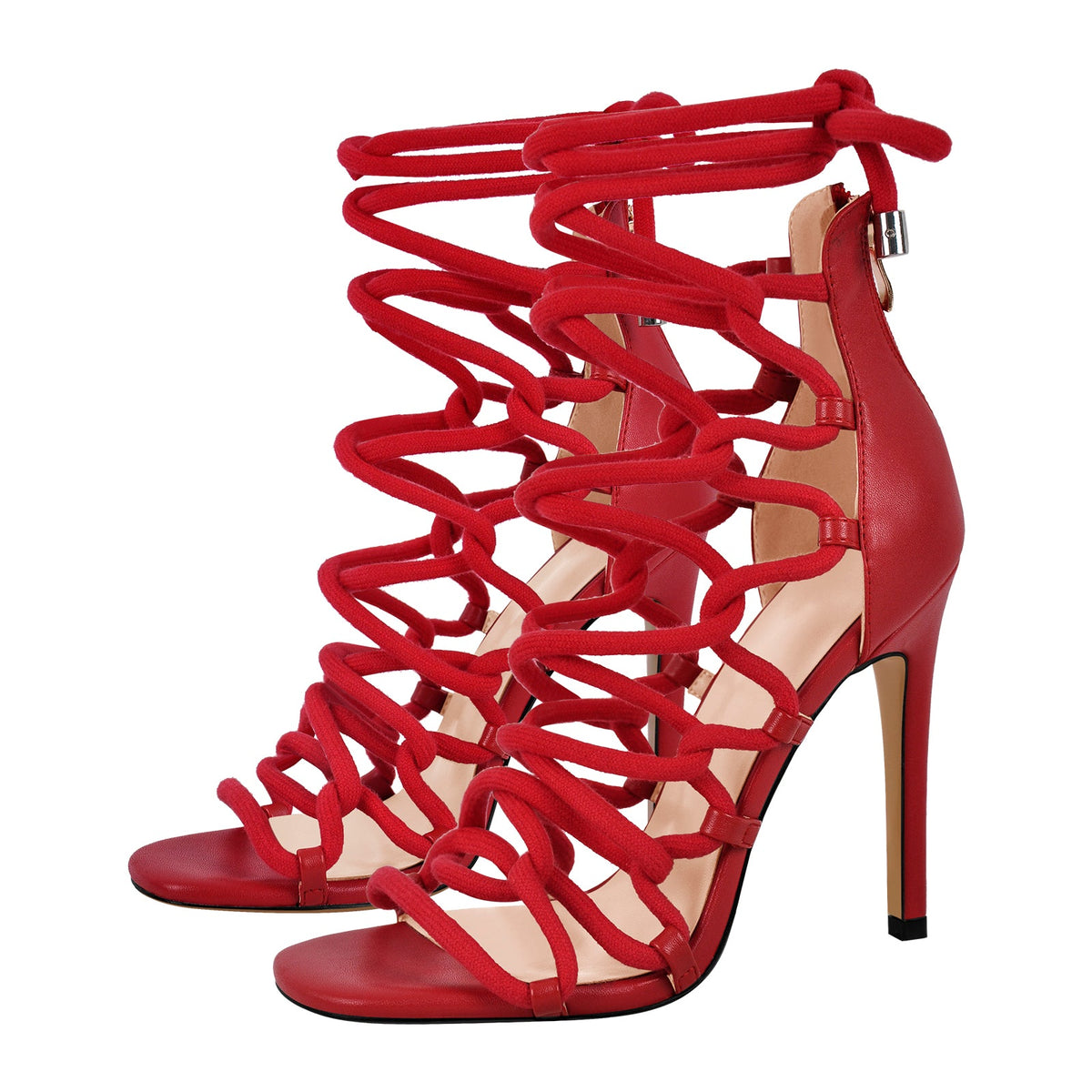 Gladiator Round Toe Lace-up Stiletto Sandals | Onlymaker Signature