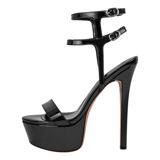 Platform Ankle Double Strap Stiletto Sandals | Onlymaker Sale