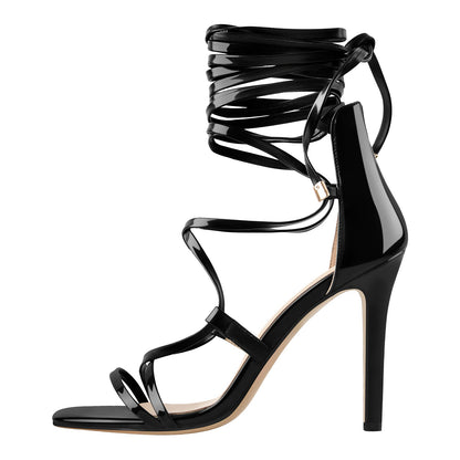 Gladiator Round Toe Lace-up Stiletto Sandals | Onlymaker Hot Sale