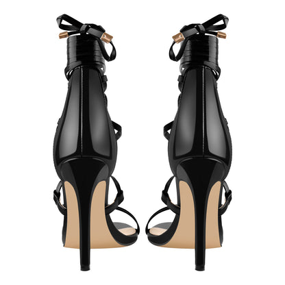 Gladiator Round Toe Lace-up Stiletto Sandals | Onlymaker Hot Sale