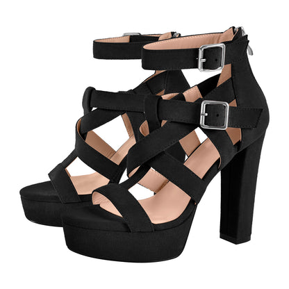 Platform Gladiator Strap Chunky Heel Sandals | Onlymaker Featured