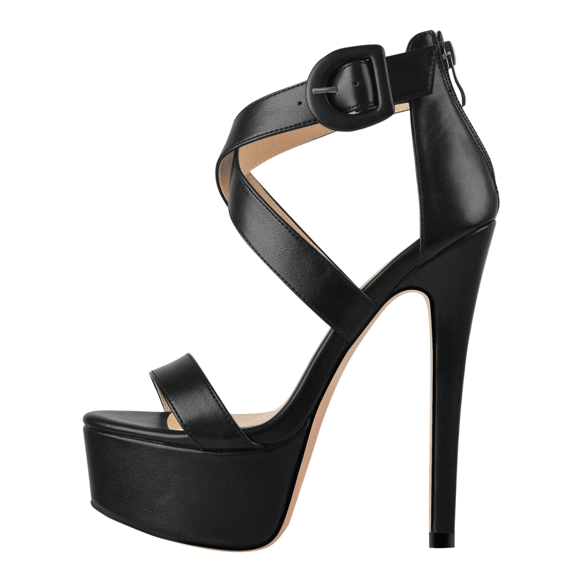 Round Toe Platform Buckle Ankle Strap Stiletto Sandals | Onlymaker Discount