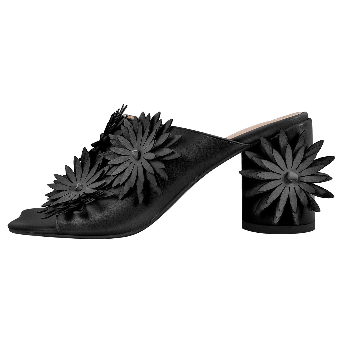 Square Toe Flower Chunky Heel Mules | Onlymaker Best Price