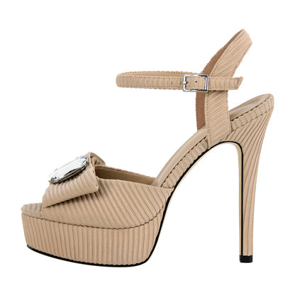Peep Toe Platform Jewel Buckle Strap Sandals | Onlymaker Classic