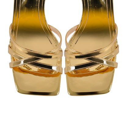 Square Toe Ankle Strap Stiletto Sandals | Onlymaker Best Seller