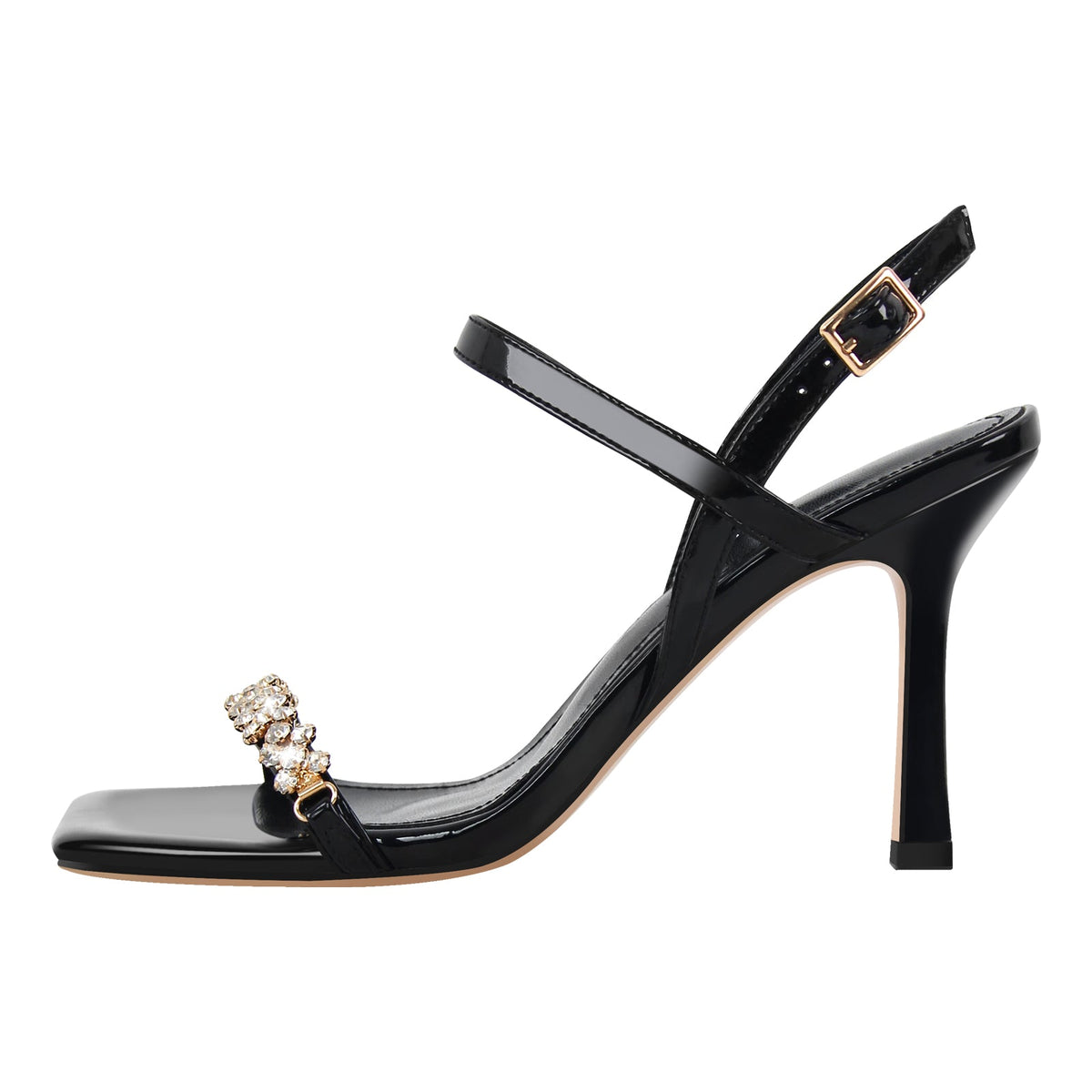 Rhinestone Square Toe Buckle Strap Sandals | Onlymaker Trending