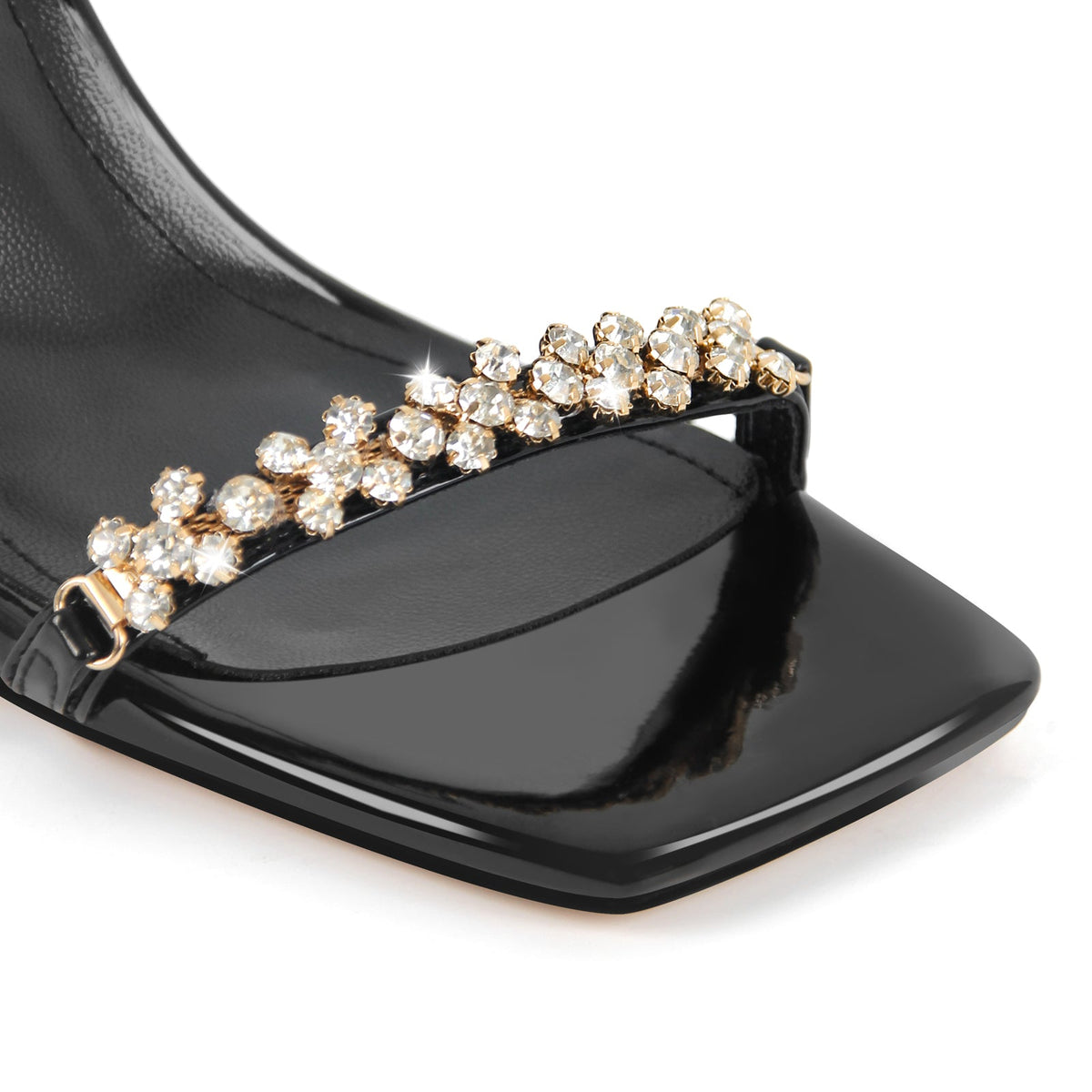 Rhinestone Square Toe Buckle Strap Sandals | Onlymaker Trending