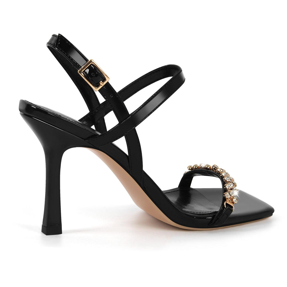 Rhinestone Square Toe Buckle Strap Sandals | Onlymaker Trending