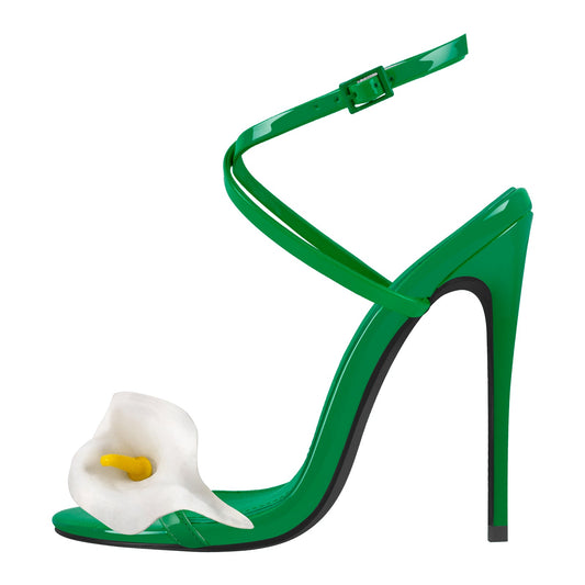 Round Toe Calla Lily Cross Strap Sandals | Onlymaker Sale