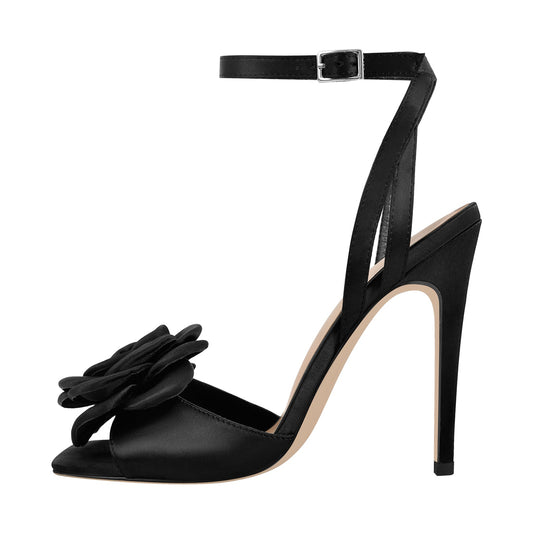 Square Toe Flower Ankle Strap Sandals | Onlymaker Exclusive